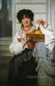 ピエール・オーギュスト・コット Painting - オレンジとレモンのバスケットを持つピサの少女 アカデミック古典主義 ピエール・オーギュスト・コット